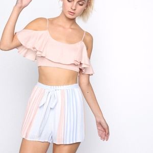 Grade and Gather Cold Shoulder Ruffle Tank